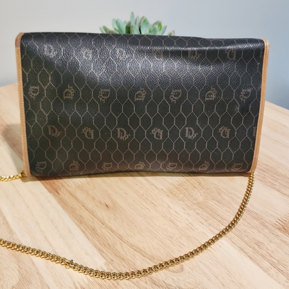 Christian Dior Shoulder Bag Clutch in Brown Honeycomb Coated Canvas & Vachetta - Picture 9 of 11